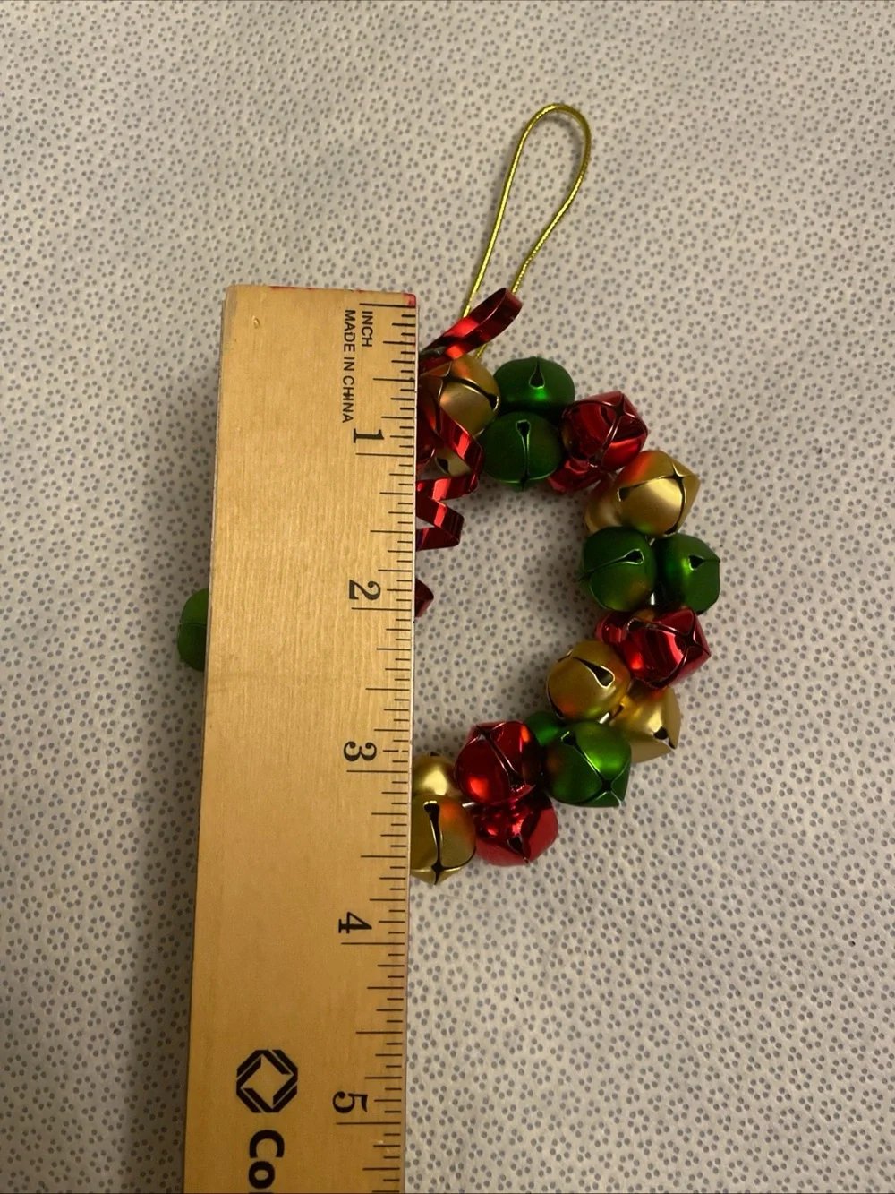 Festive Red, Green & Gold Jingle Bell Wreath Pendant